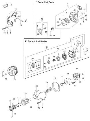 Starter assy and clutch BC 420 S (Euro1 / Euro2) Brushcutter