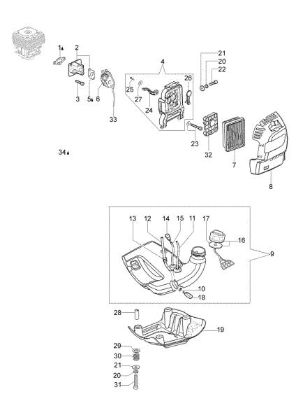Tank and air filter BC 420 T (Euro1 / Euro2) Brushcutter