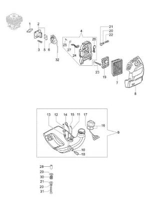 Tank and air filter BCF 420 (Euro1 / Euro2) Brushcutter