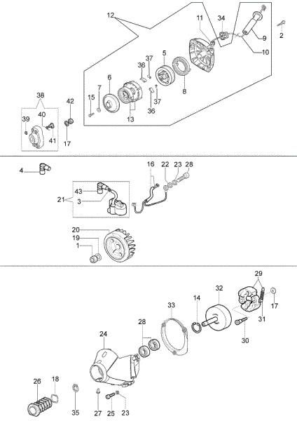 Starter assy and clutch BCF 420 (Euro1 / Euro2) Brushcutter