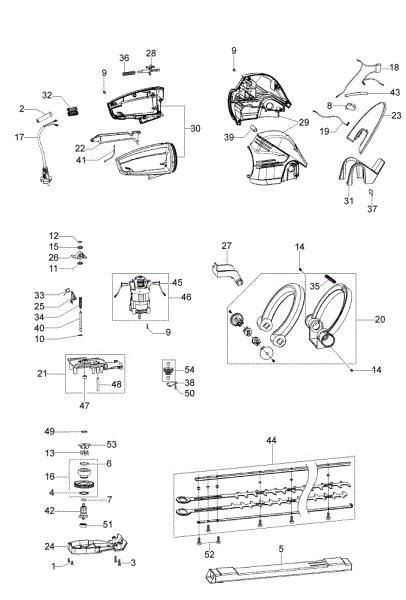 Illustrated parts list HC 750 E Electric hedgetrimmer