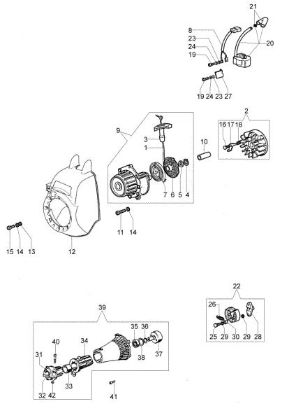 Starter assy and clutch OS 255 Olive harvester
