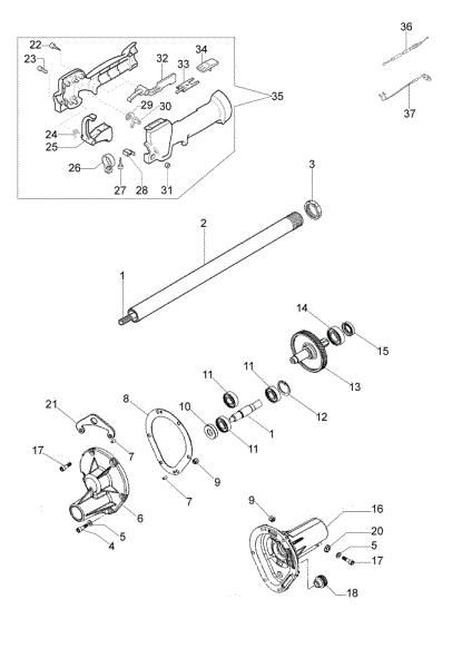 Reduction gear and handle OS 255 Olive harvester