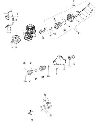 Starter assy and clutch BC 250 T Brushcutter