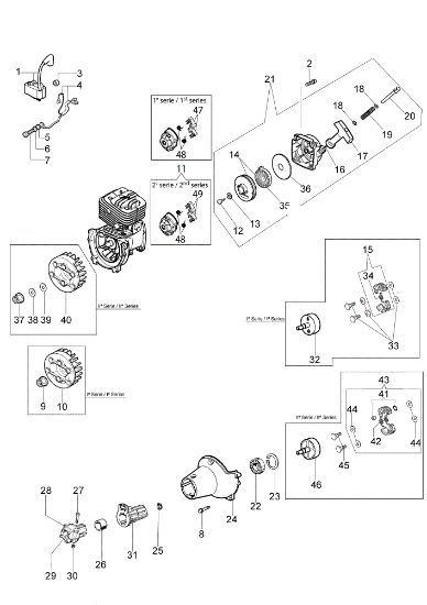 Starter assy and clutch BC 320 T Brushcutter