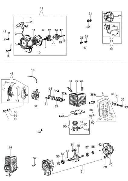 Starter assy and engine MB 80 Mistblower