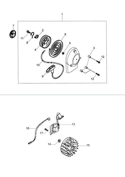 Starter assy MH 130 Rotary tiller