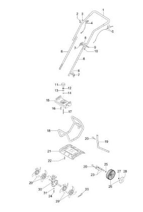Complete illustrated parts list MH 130 Rotary tiller