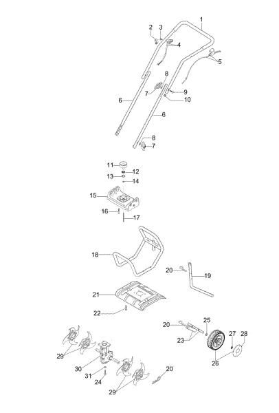 Complete illustrated parts list MH 130 Rotary tiller