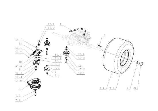 Rear axle OM 105J/22 Intek Cat.2009 Garden tractor (only for the German market)