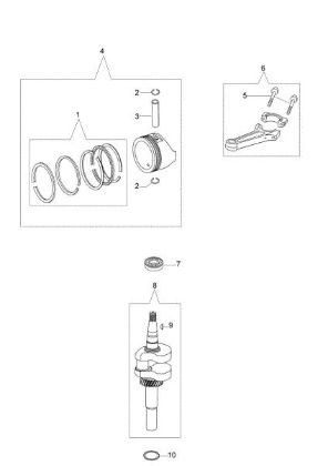 Crankshaft and piston G 48 PK (K500) Lawnmower