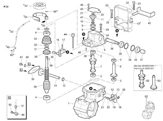 Speed gears of the change - with brake from sn B133181826 DR 65 HR 8,5 Flail mower