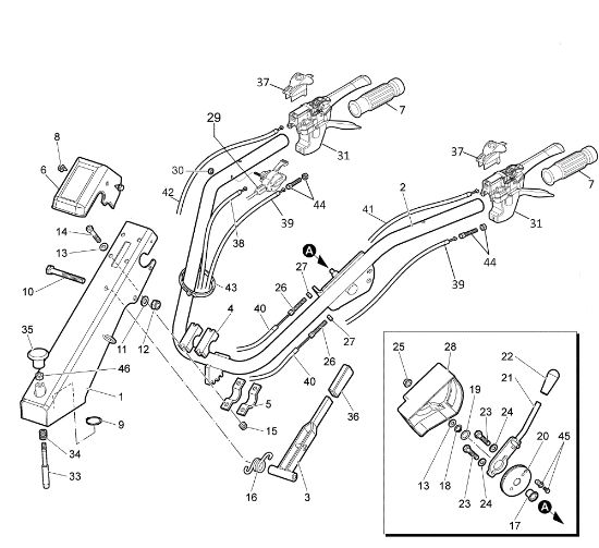 Handle-bar and control box DR 80 KR 11 Flail mower