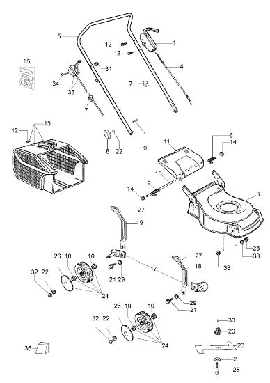 Illustrated parts list LR 48 PK (K500) Lawnmower