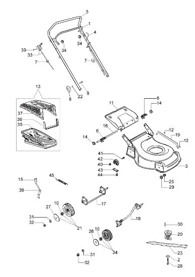 Illustrated parts list LR 44 PHC Lawnmower