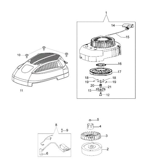 Starter assy and flywheel LR 48 TK ALLROAD (K500) Lawnmower