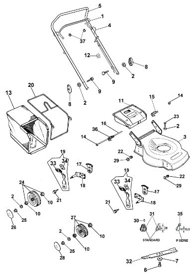 Illustrated parts list LR 43 PB Lawnmower