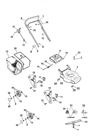 Complete illustrated parts list LR 47 PBQ Lawnmower