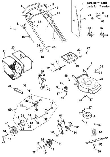 Complete illustrated parts list LR 47 TBX Lawnmower