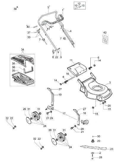 Illustrated parts list LR 44 PK COMFORT (K500) Lawnmower