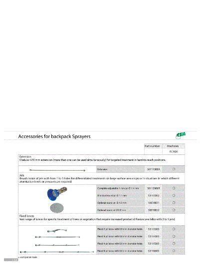  Accessories for sprayers