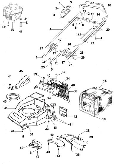 Handle and deck MR 474 PB Lawnmower