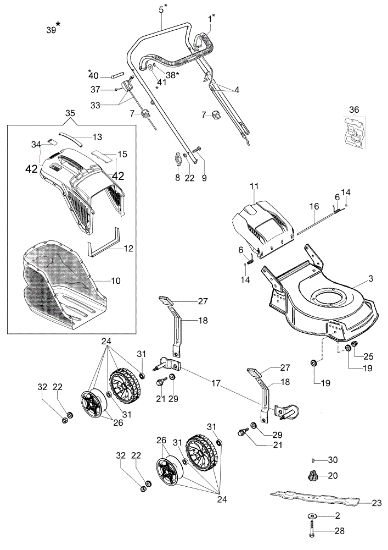 Illustrated parts list LR 44 PB COMFORT PLUS Lawnmower