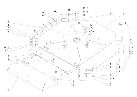 Pre-painted deck assembly (1/2) CROSS JET UNIVERT TUAREG 92/18 Garden tractor (Only for the French market)