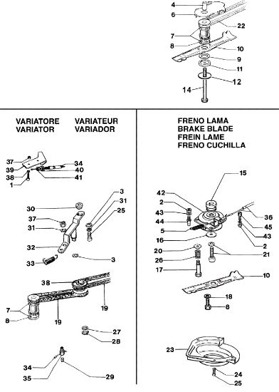 Variator and blade brake MR 534 TKF Lawnmower