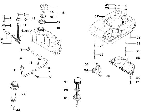 Engine, fuel tank and cooling equipment MR 534 TKV Lawnmower
