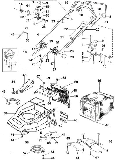 Old type handle (Until December 2002) MR 534 TKVF Lawnmower