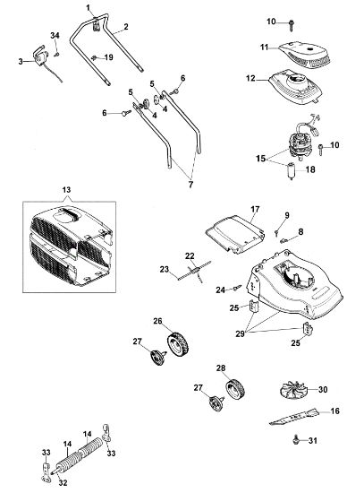 Complete illustrated parts list PR 35 R Electric lawnmower