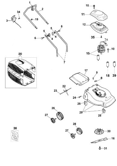 Complete illustrated parts list PR 35 S Electric lawnmower
