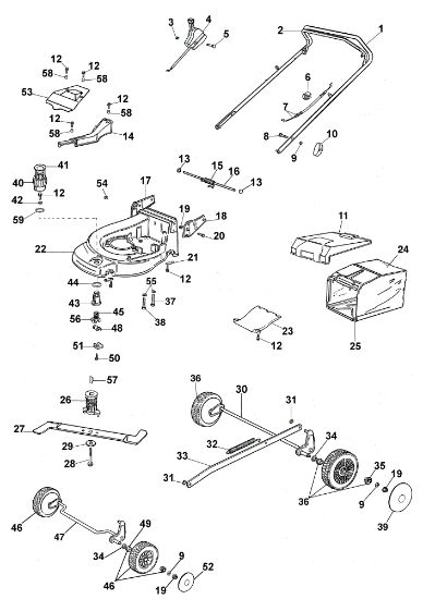 Complete illustrated parts list AR 53 PB Lawnmower
