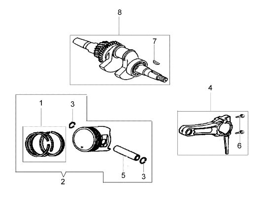 Crankshaft and piston MZ 2097 RK (K800 HC) Rotary tiller