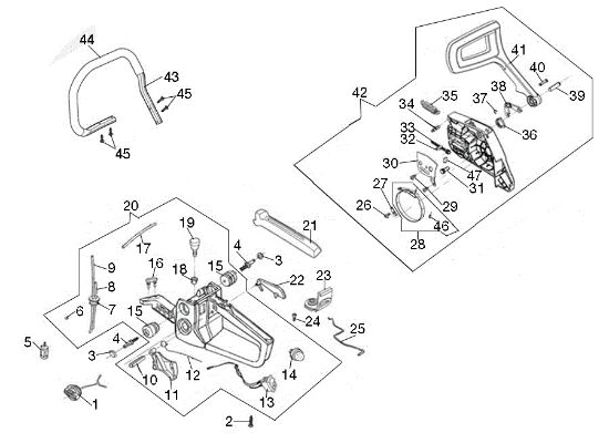 Tank and chain cover MT 510 Chainsaw