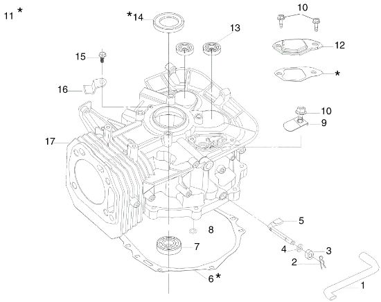 Cylinder and crankcase ZEPHYR 72/12,5 K H (3in1) Garden tractor