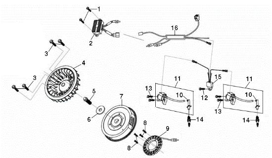 Flywheel and coil EF 106/24 KH (K2400AVD V-twin) Cat. 2015 Garden tractor
