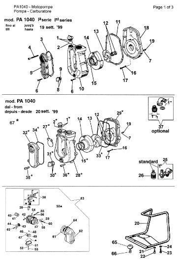 Pump and carburettor PA 1040 Water pump