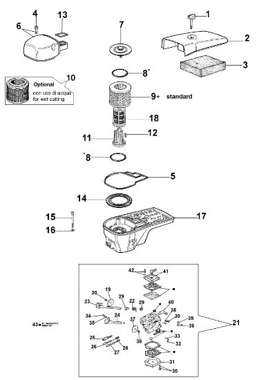 Air filter and carburettor TT 180 Power cutter