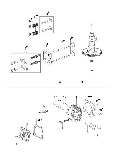 Cylinder head and valve LR 53 TK COMFORT PLUS (K650) Lawnmower