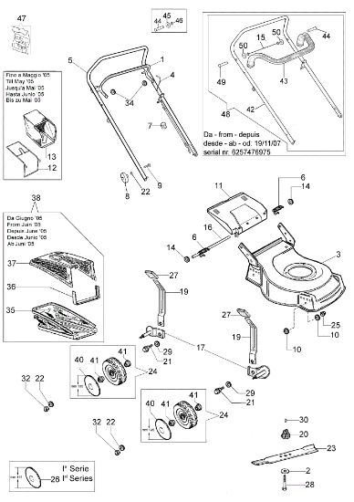 Illustrated parts list LR 44 PB Lawnmower