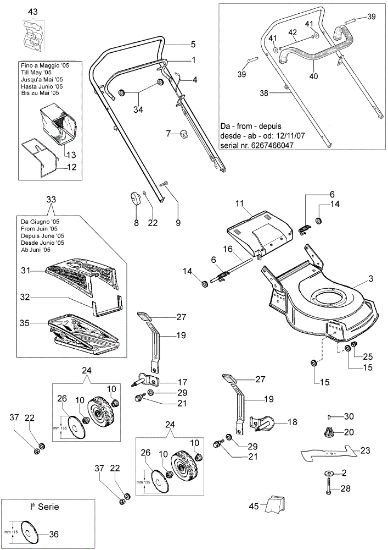 Illustrated parts list LR 48 PB Lawnmower