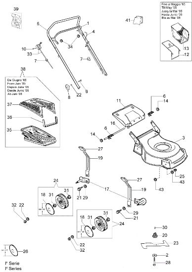 Illustrated parts list LR 48 PBQ Lawnmower