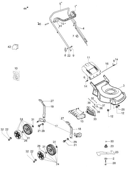 Complete illustrated parts list LR 48 PK COMFORT SD (K 600 AUTOCHOCKE) Lawnmower