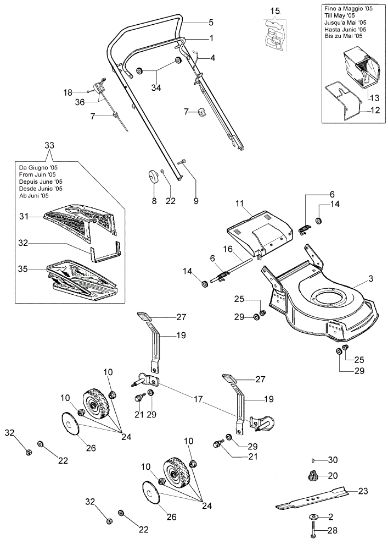 Illustrated parts list LR 48 PBQC Lawnmower