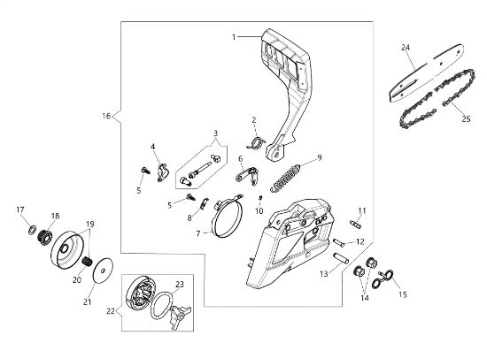Clutch and brake MT 371 (Euro 1) Chainsaw