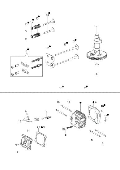 Cylinder head and valve LV 53 TK ALLROAD PLUS 4 (K 800) Lawnmower