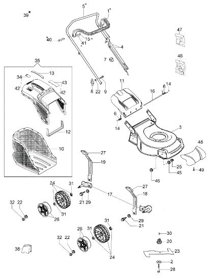 Complete illustrated parts list LR 48 PK COMFORT PLUS (K605) EURO 5 Lawnmower