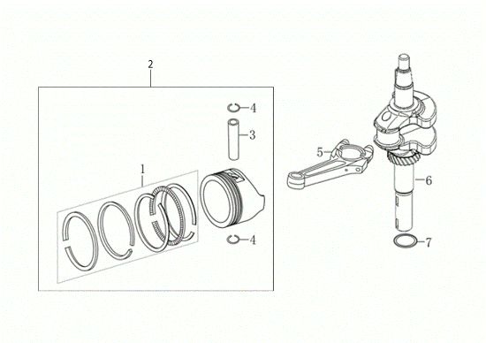 Shaft + piston AR 53 TK ALUMIUM PRO (K805) EURO 5 Lawnmower